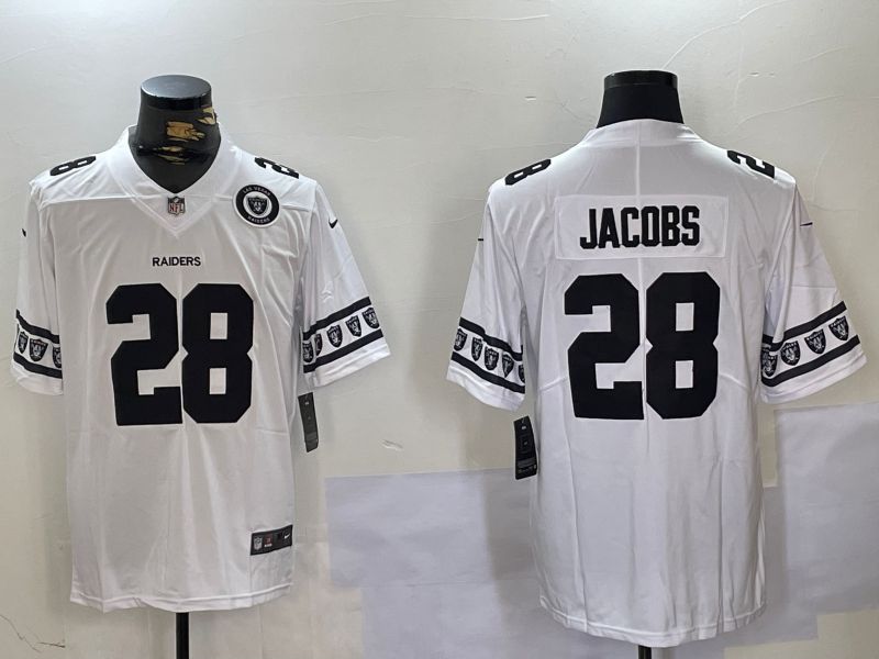 Men Oakland Raiders 28 Jacobs White 2024 Nike Vapor Limited NFL Jersey style 3